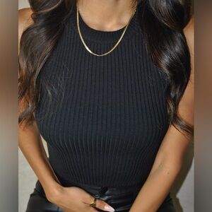 Black Ribbed Sleeveless Top
